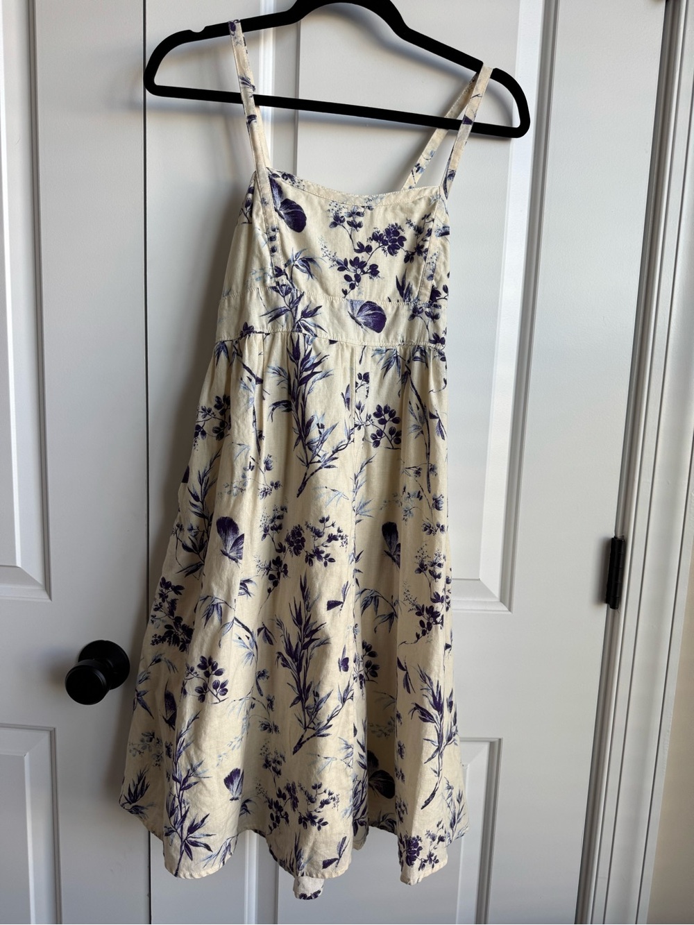 Gap Crossback Linen-Blend Floral Butterfly Midi Dress M
